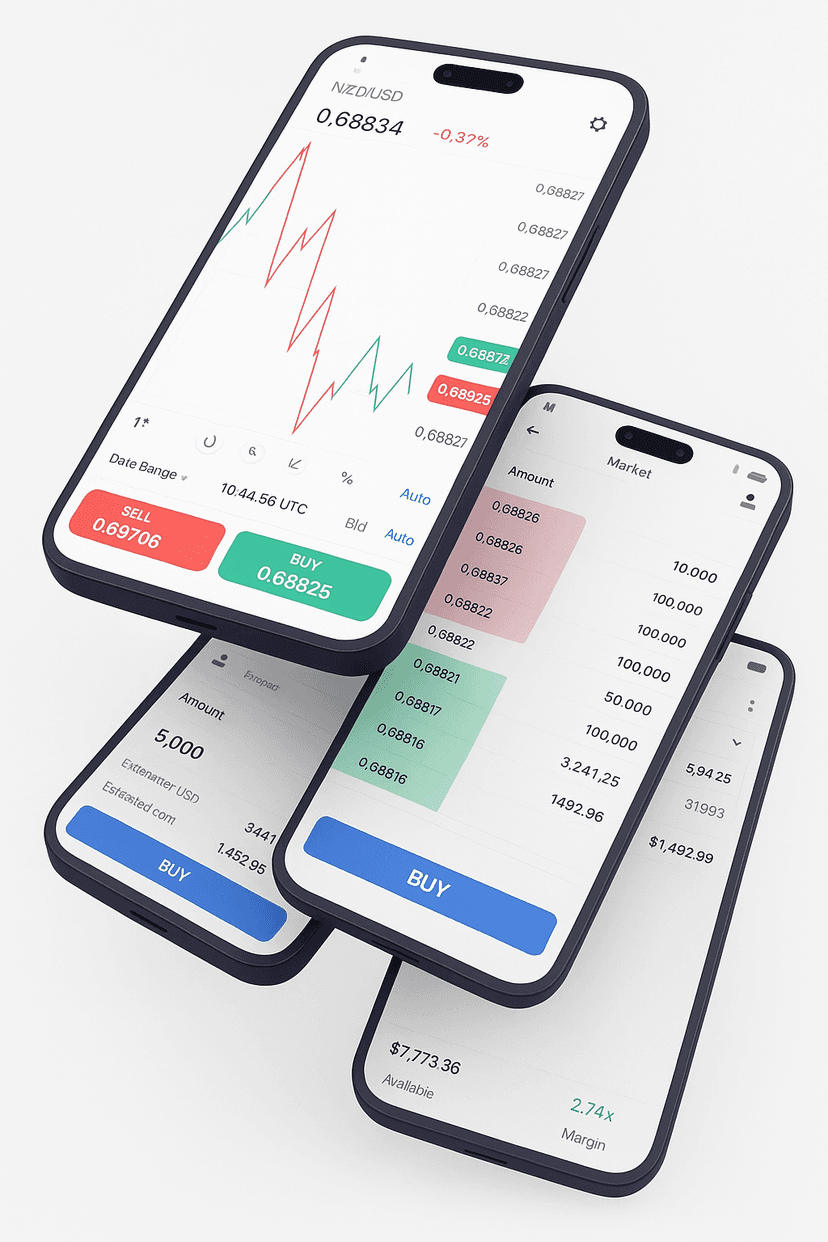 TradeTab trading app on multiple phone screens